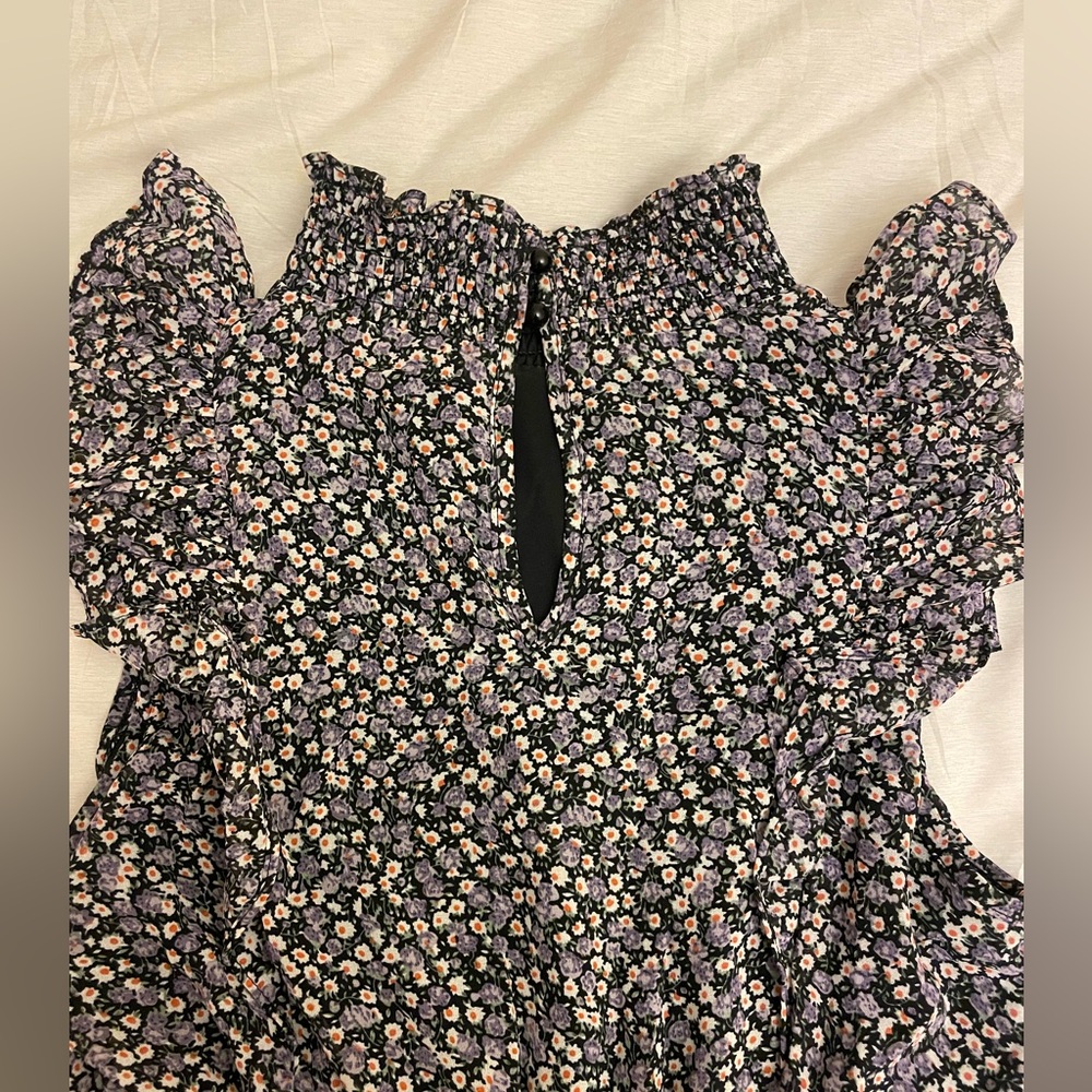 Lulu’s Floral Print Mock Neck Midi Dress, wedding guest, shower - Picture 3 of 4